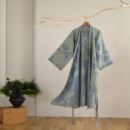 Ownkoti Ginkgo Leaf Organic Cotton Kimono Robe