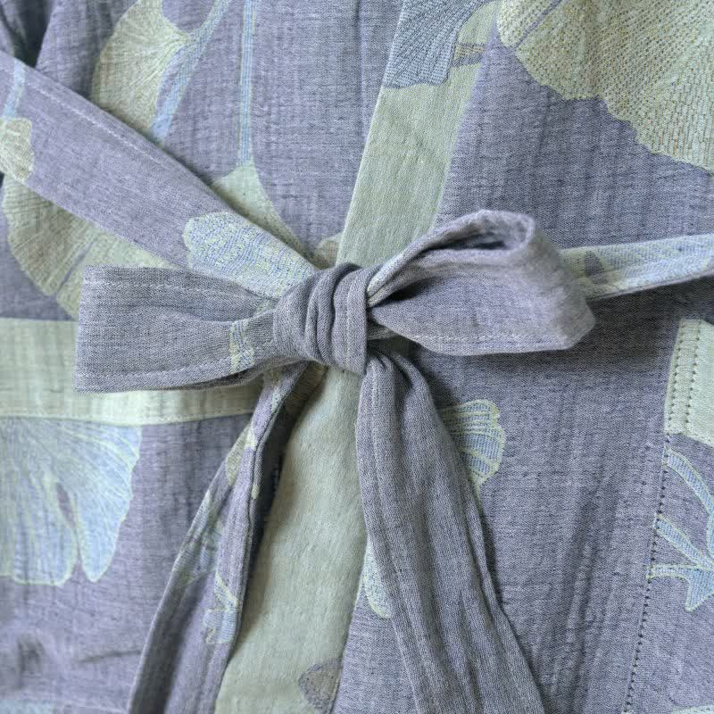Ownkoti Ginkgo Leaf Organic Cotton Kimono Robe