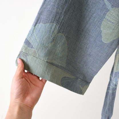 Ownkoti Ginkgo Leaf Organic Cotton Kimono Robe