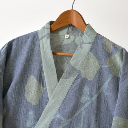 Ownkoti Ginkgo Leaf Organic Cotton Kimono Robe