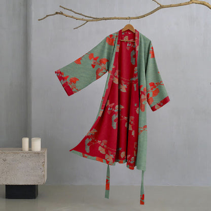Ownkoti Ginkgo Leaf Organic Cotton Kimono Robe