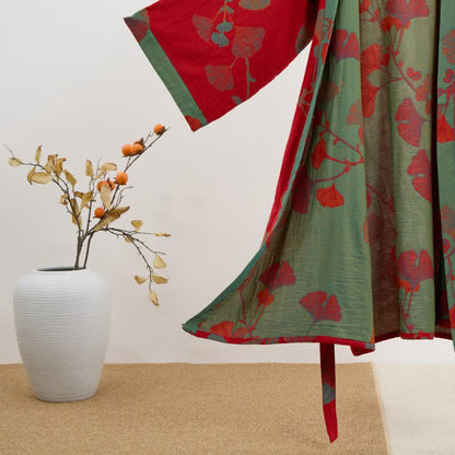 Ownkoti Ginkgo Leaf Organic Cotton Kimono Robe