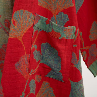 Ownkoti Ginkgo Leaf Organic Cotton Kimono Robe