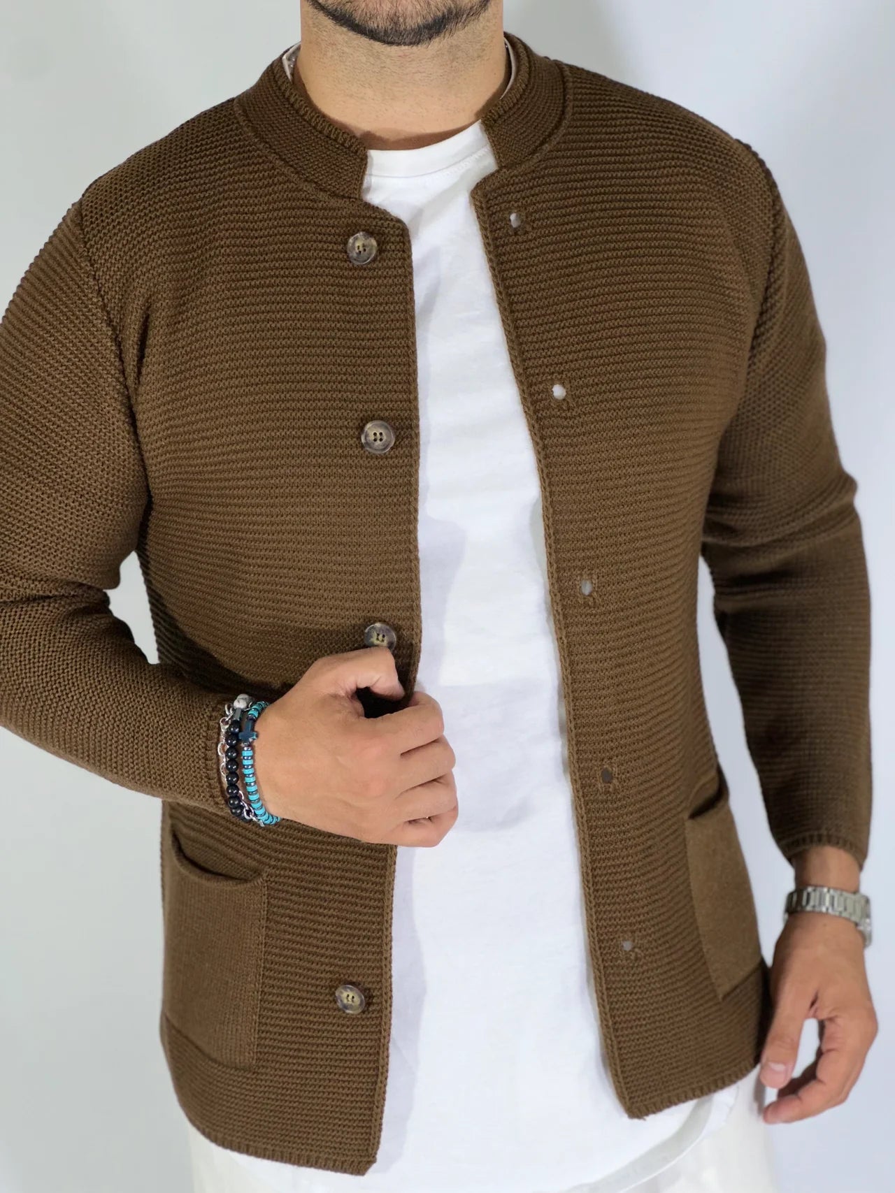Men's Korean Style Navy Cardigan