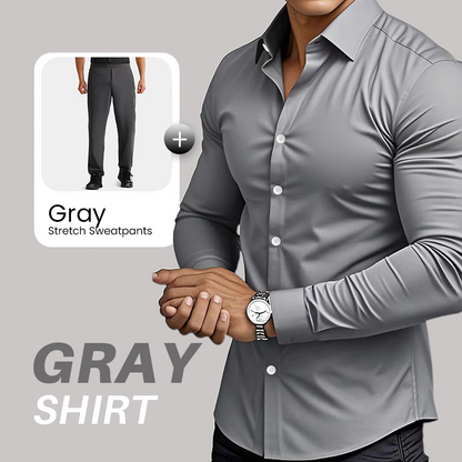 Men's Solid Color Lapel Long Sleeve Button-Down Shirts