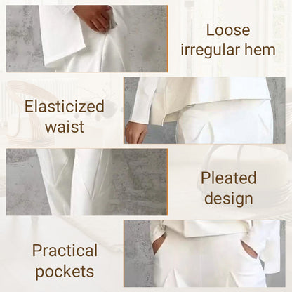 💎 50% OFF! 💎Round-Neck Long-Sleeved Top ＆ Pants 2-Piece Set | Wrinkle-Free & Breathable |