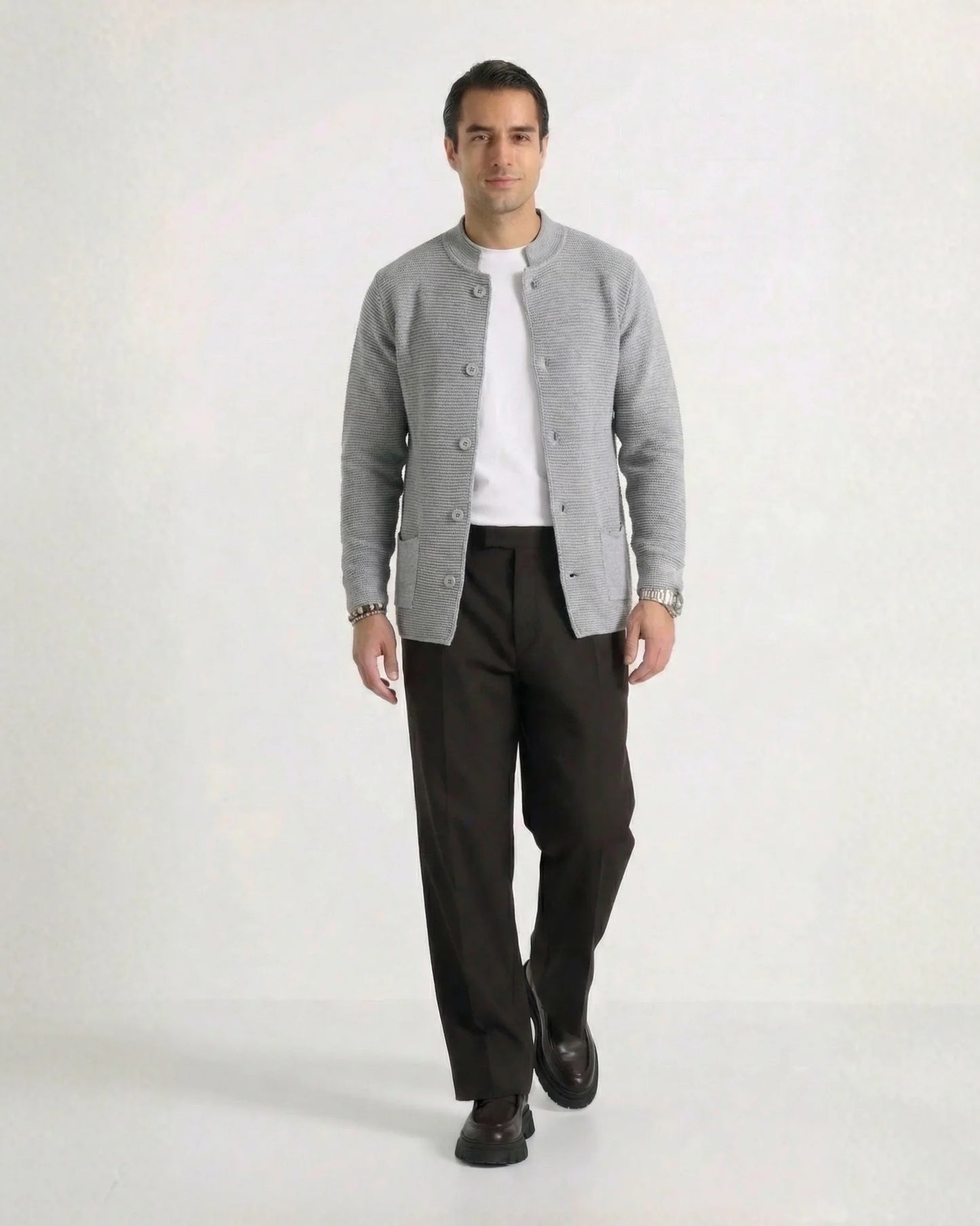 Men's Korean Style Navy Cardigan