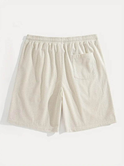 Textured Drawstring Casual Shorts