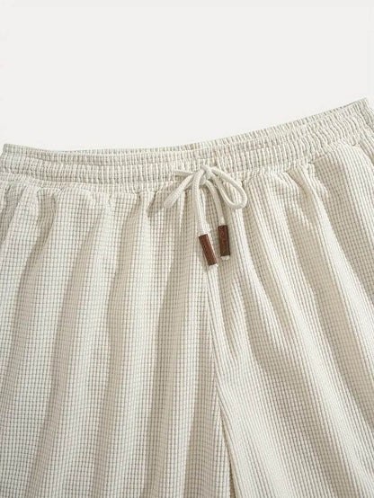 Textured Drawstring Casual Shorts
