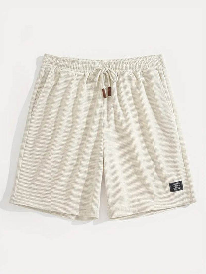 Textured Drawstring Casual Shorts