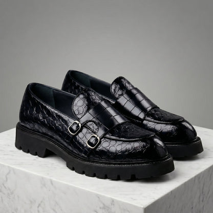 Moretti Leather Croc Loafers