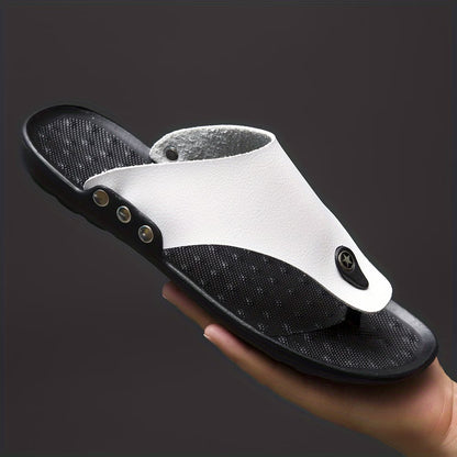 Leather Flip Flops Men Black