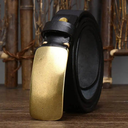 Forged Brass Buckle Leather Belt