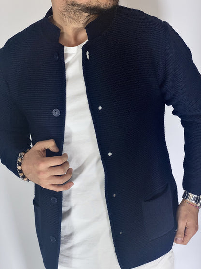 Men's Korean Style Navy Cardigan