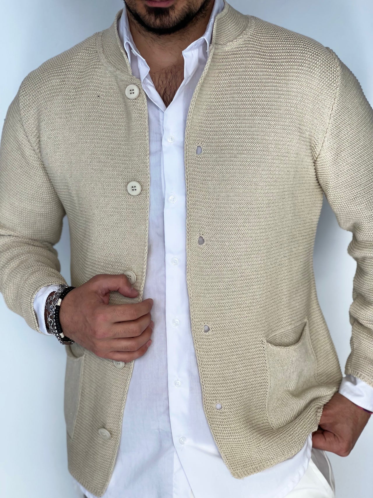 Men's Korean Style Navy Cardigan
