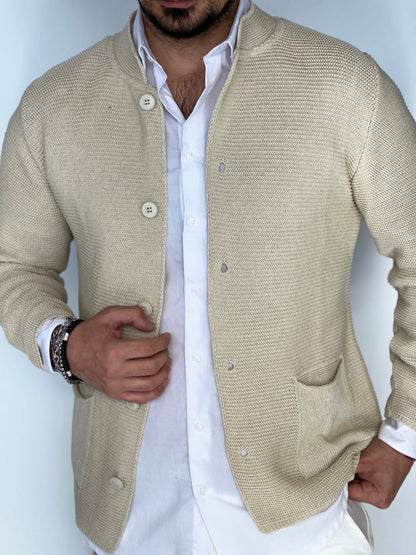 Men's Korean Style Navy Cardigan