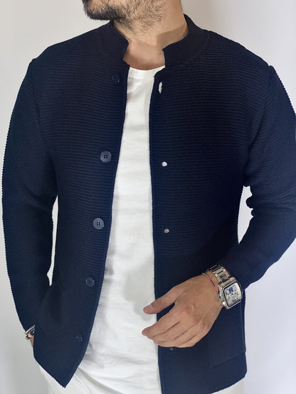 Men's Korean Style Navy Cardigan