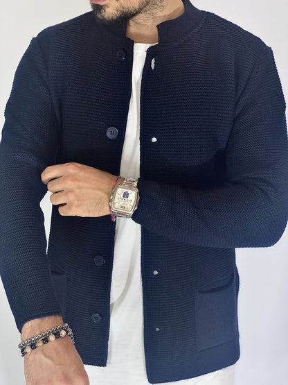 Men's Korean Style Navy Cardigan