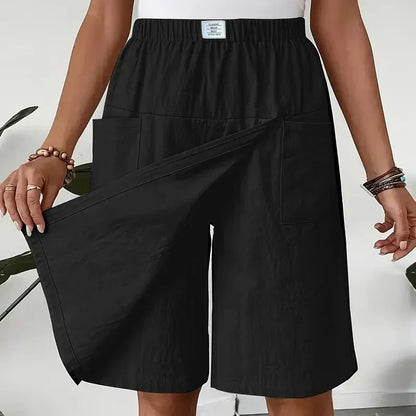 Linen Women’s Wrap Shorts with Elastic Waistband