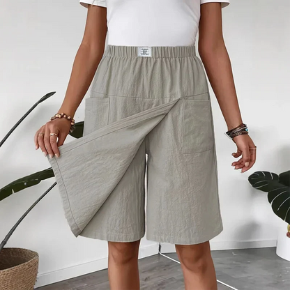 Linen Women’s Wrap Shorts with Elastic Waistband