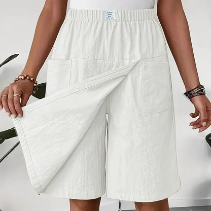 Linen Women’s Wrap Shorts with Elastic Waistband